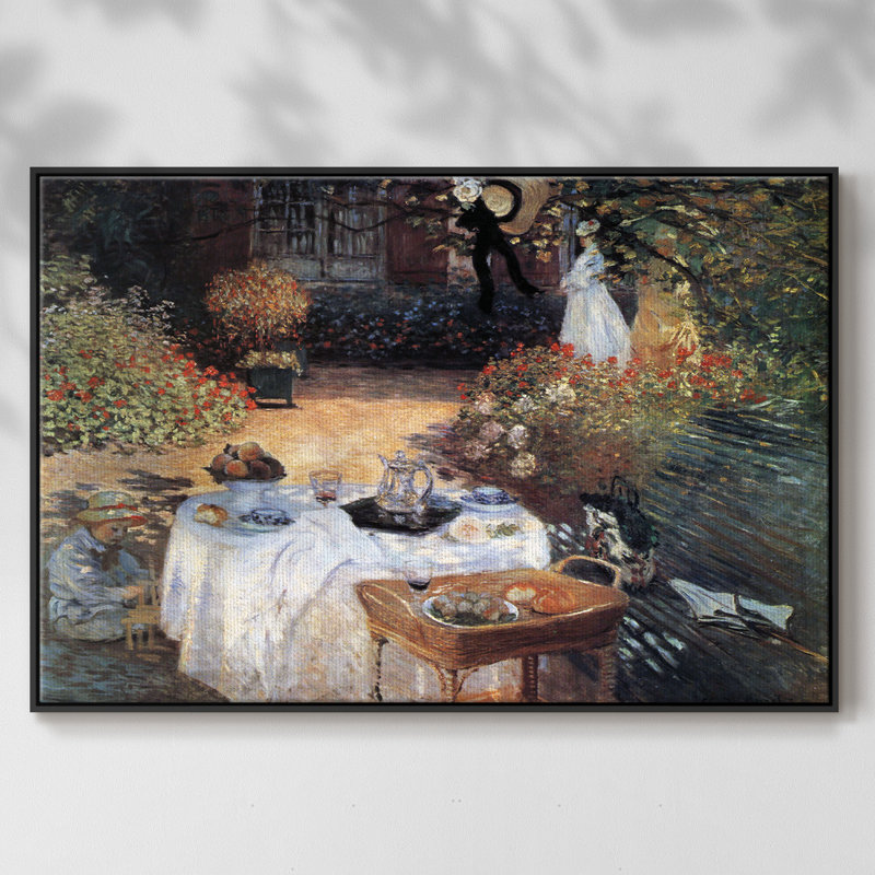 Le déjeuner encadré sur toile par Claude Monet, Noir, H 25 po x l 37 po x P 2 po
