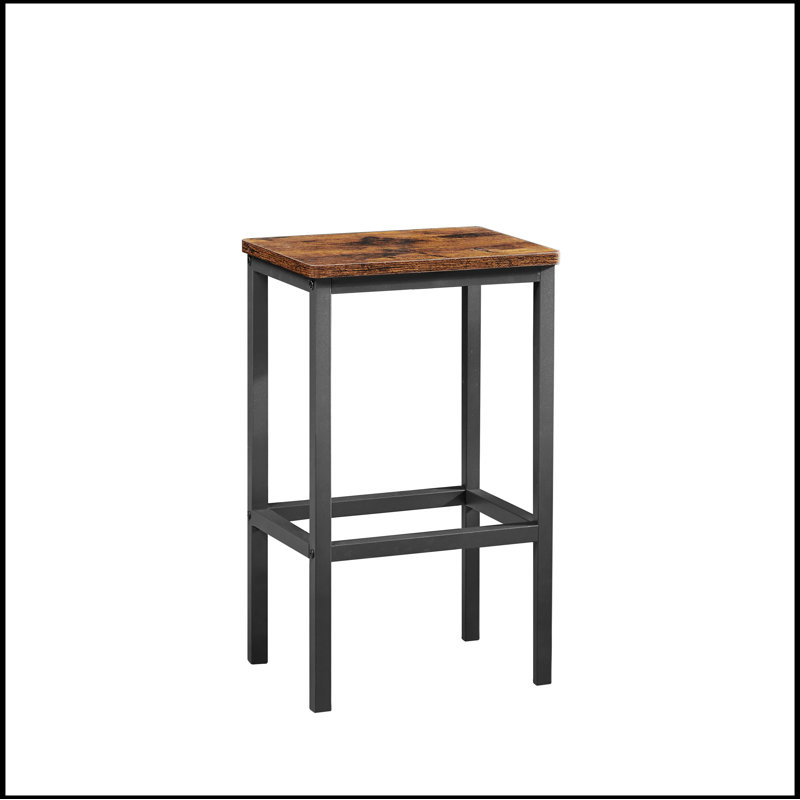 Bar Table Set, Square Bar Table with 2 Bar Chairs, Industrial Style Bar Chairs, Rustic Brown