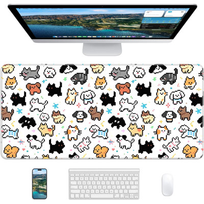 Tapis de souris 80 x 40 cm, grand format, antidérapant, idéal pour le bureau | Bords cousus pour éviter l'effilochage, base en caoutchouc antidérapante pour une stabilité optimale, grand tapis de souris pour la maison, le travail et les jeux vidéo, motifs animaux mignons