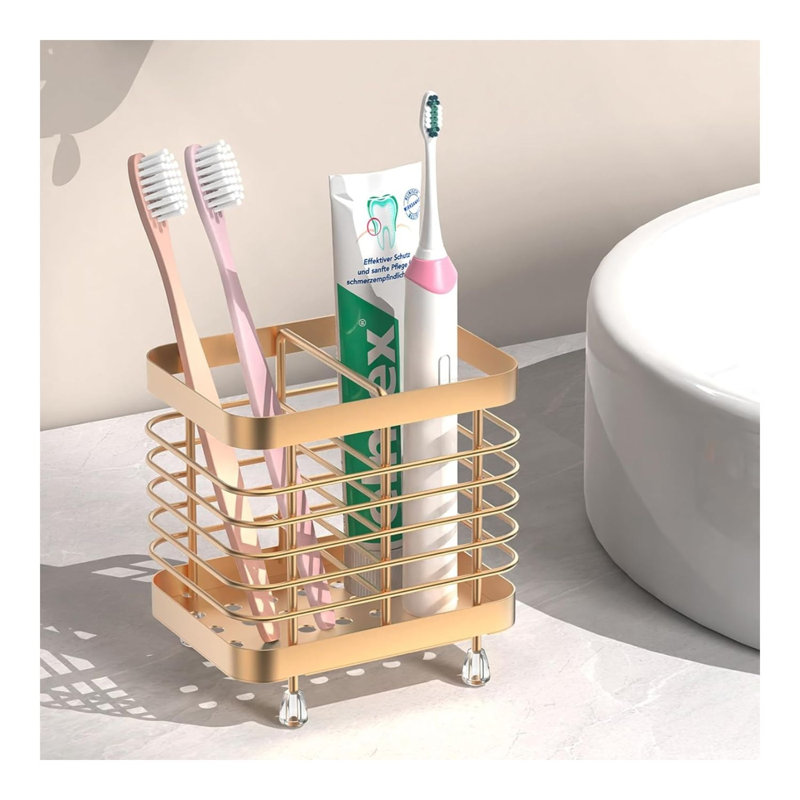 Porte-brosse à dents rose doré