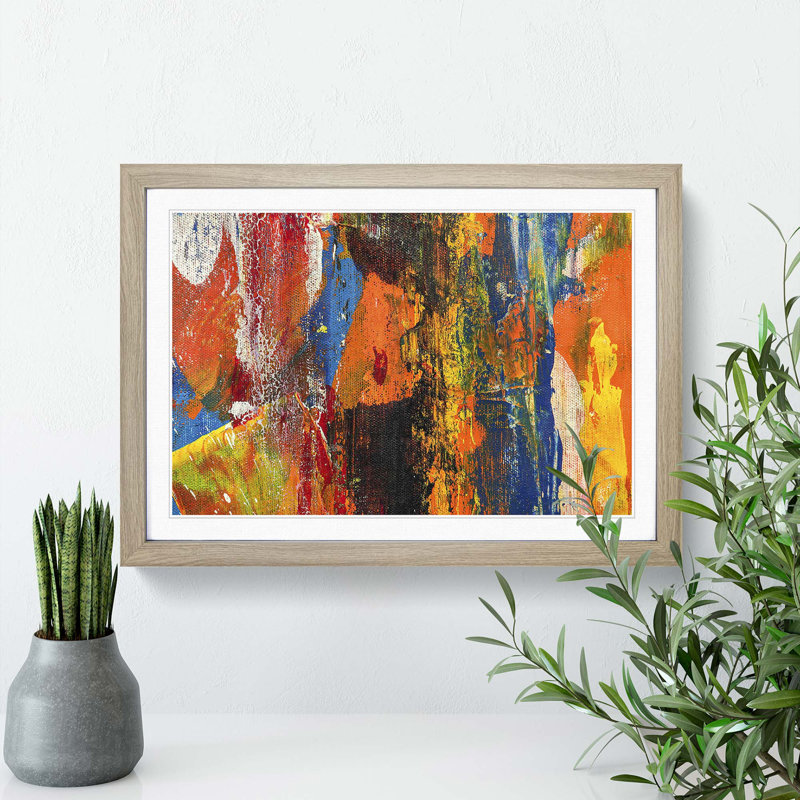 Abstract Art Painting Vol.10 by S.Johnson - Framed Print, 48cm H x 65cm W x 2cm D, Oak Framed