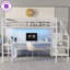 Lit mezzanine simple noir de très grande taille avec bureau en L, garde-robe, rangement pour escalier, charge USB, éclairage à DEL, escalier interchangeable gauche / droite, aucun sommier nécessaire-674626701-674626711