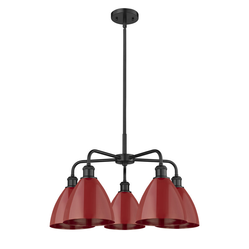 Lustre en dôme à 5 lumières Trickett, Rouge, Noir mat