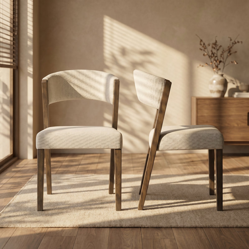 Ensemble de salle à manger rond en noyer avec 4 chaises rembourrées Ebel