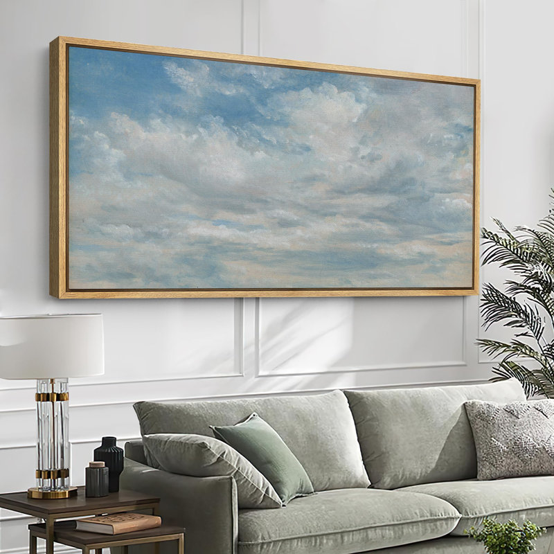 Vaste ciel bleu rempli de nuages, reproduction sur toile, H 30 po x l 60 po, Naturel