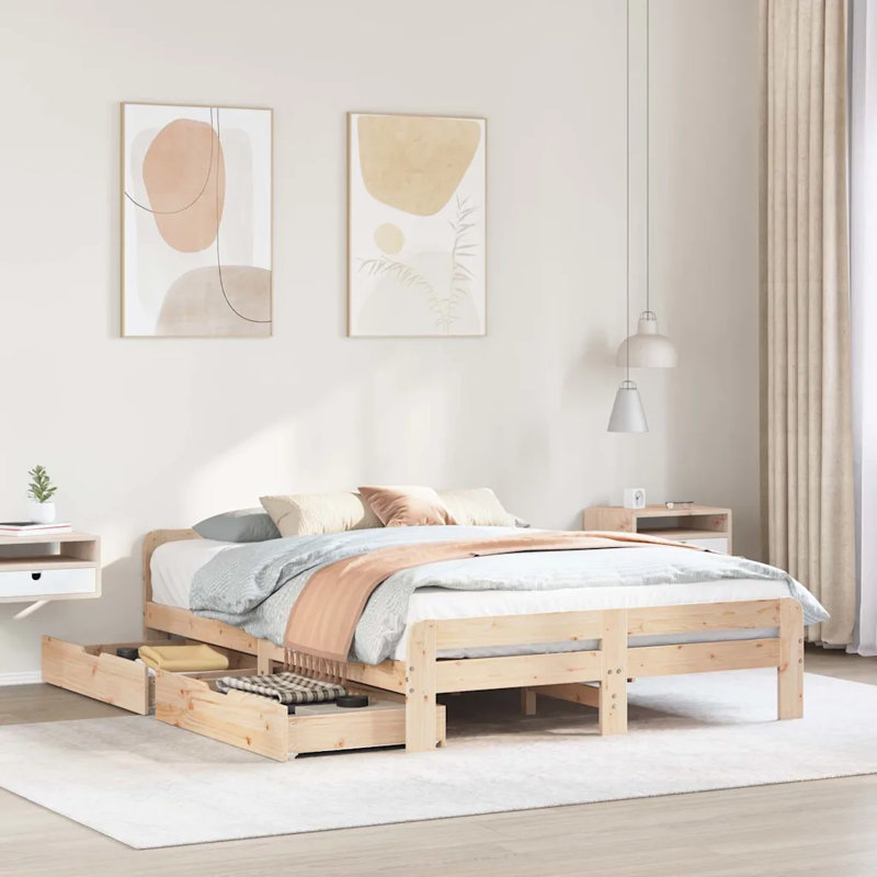 Annliese Solid Wood Bed, Highgloss Sand Grey, Kingsize (5')