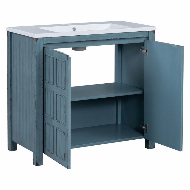Organisateur de meuble-lavabo 36 po avec lavabo, Bleu rétro