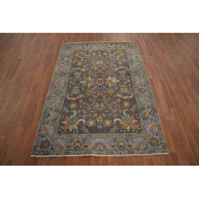 Tapis traditionnel rétro floral mauve 4 x 6
