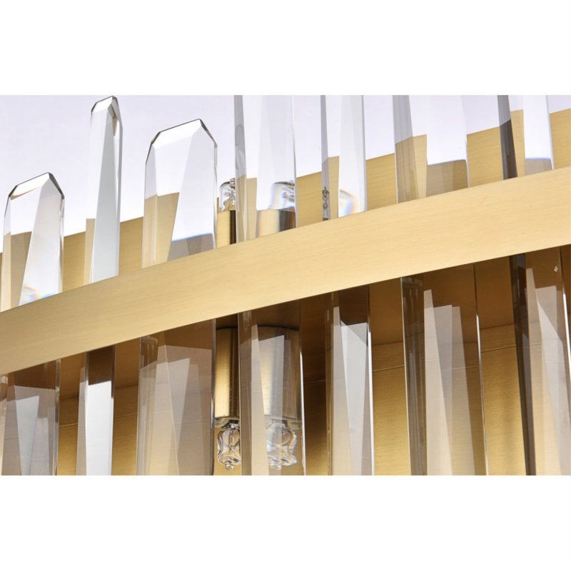 Marlow Dimmable Flush Mounted Sconce, Satin Gold, 12" H x 5" W x 30" D, 8 Lights