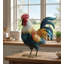 Statue de jardin coq doré en métal avec textures de plumes détaillées et finition peinte à la main résistante aux intempéries-1443658330