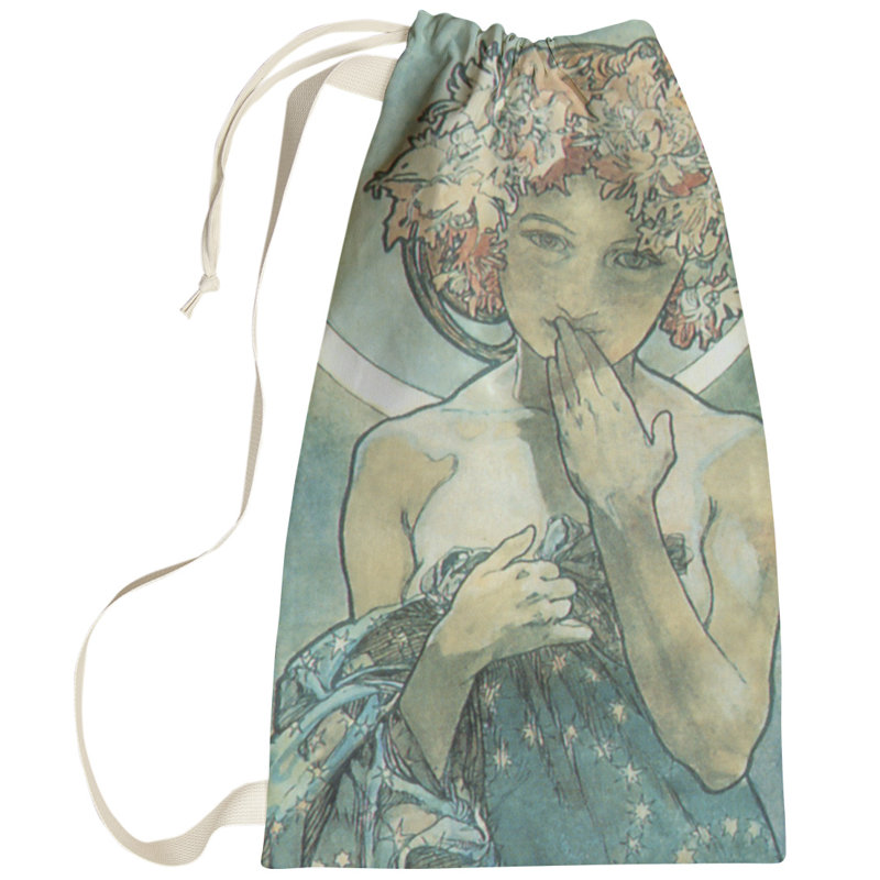 Magdaleno Fabric Laundry Bag with Handles, Small ( 64" H x 20" W x 1.5" D), Blue