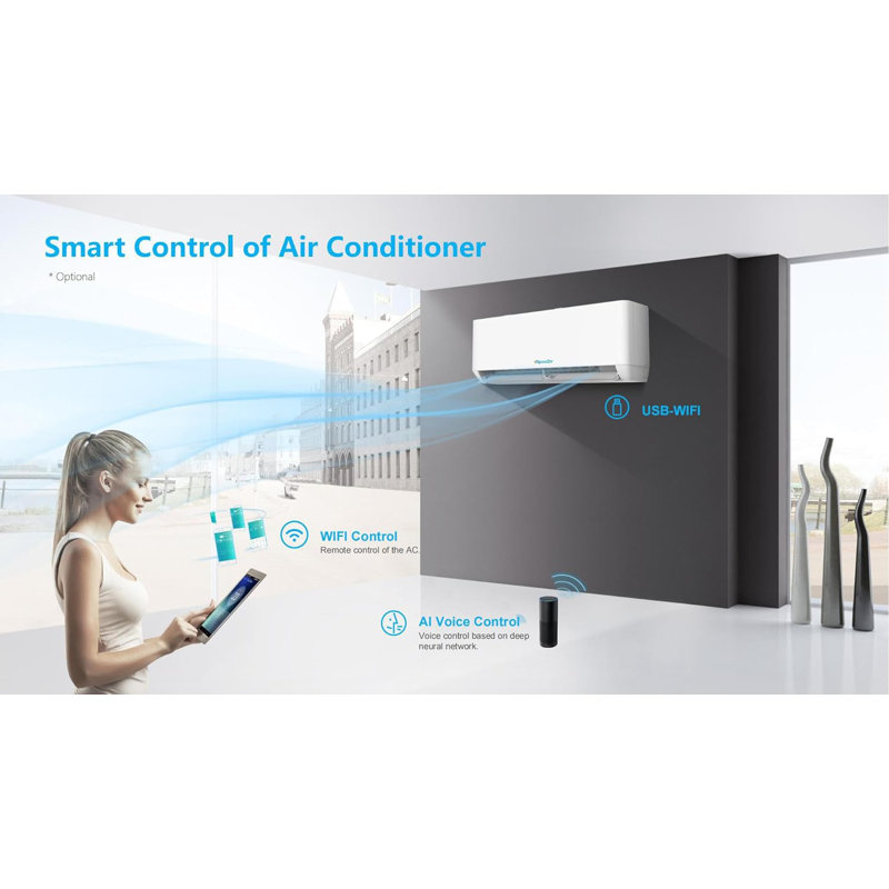 ApooDr White 9,000 BTU Ductless Mini Split AC with Heat Pump