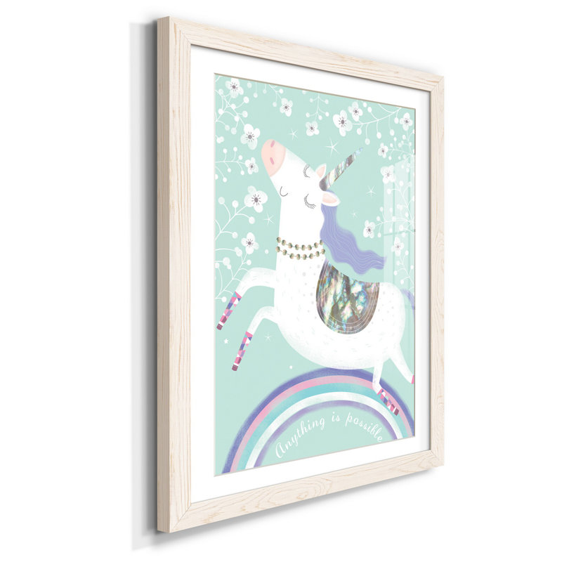 " Rainbow Unicorn ", 44" H x 31" W x 1" D, White Framed