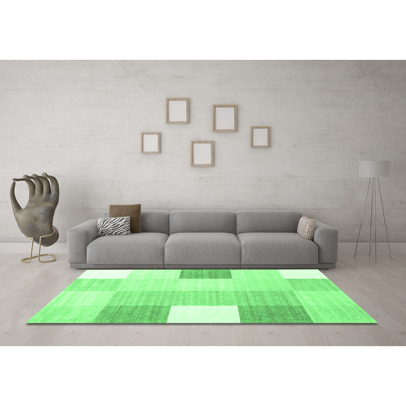 Washable Checkered Indoor Rug, Square 5'