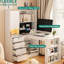 Bureau de coin blanc avec prise électrique - Bureau moderne pour la maison, rangement et chargeur intégrés, grand espace de travail, matériau