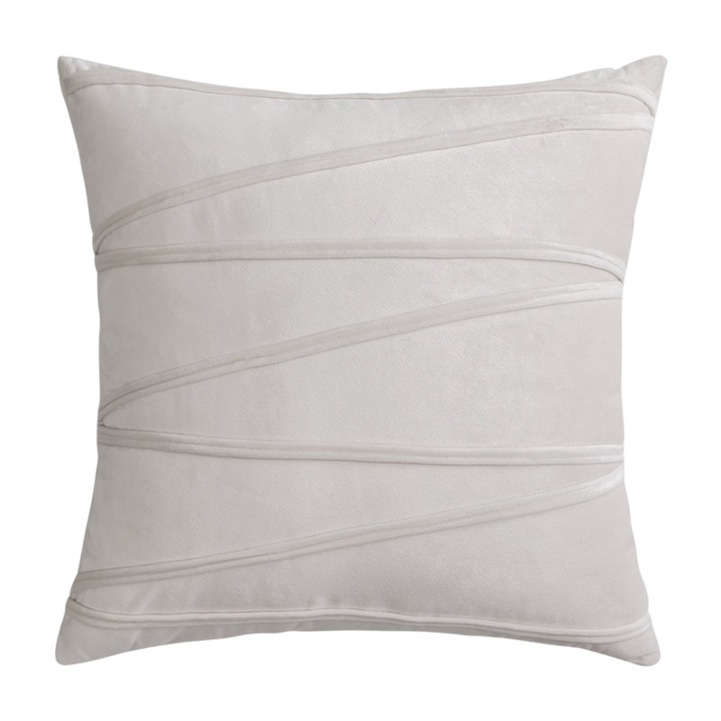 Housse de coussin carrée en velours, 20 po x 20 po, Crème, Polyester