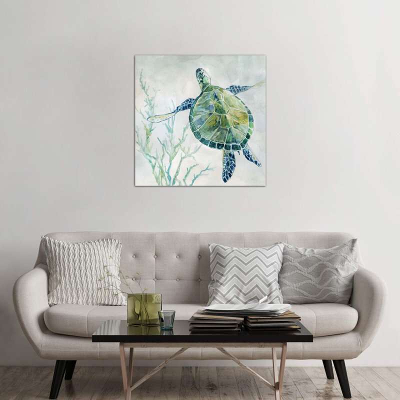 Seaglass Turtle II by Carol Robinson - Wrapped Canvas Painting, No Frame, 93.98 cm H x 93.98 cm W x 1.91 cm D