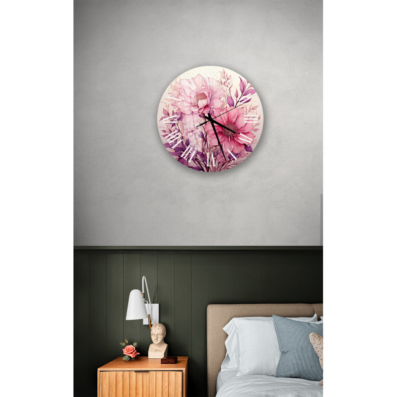 Horloge murale Vibrant Floral, Blanc