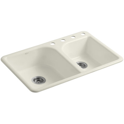 Efficiency 33" L x 22" W x 7.63" D Top-Mount Large/Medium Double-Bowl Kitchen Sink
