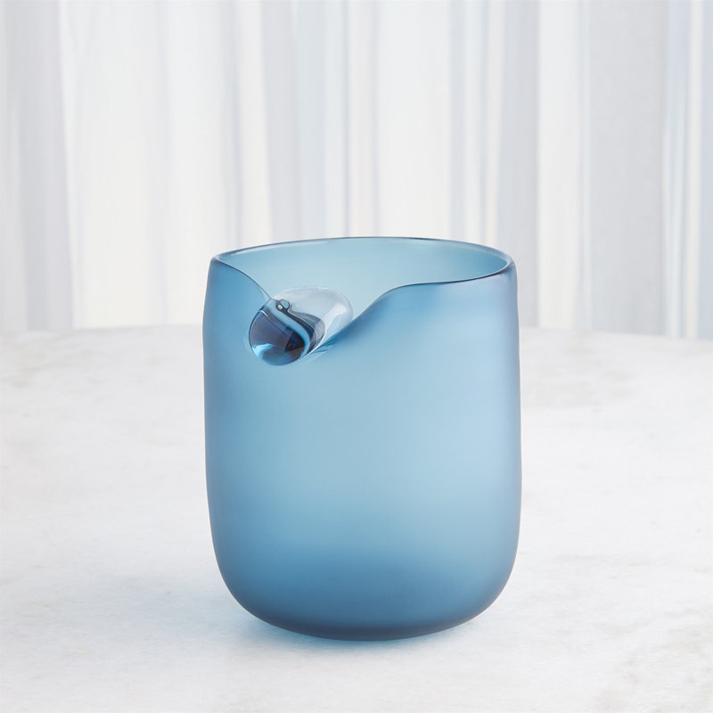 Poise Vase, 8" H x 6.5" W x 6.5" D, Blue