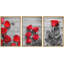 Décoration murale moderne de roses noires et blanches avec une touche de couleur rouge-102297766-102297763