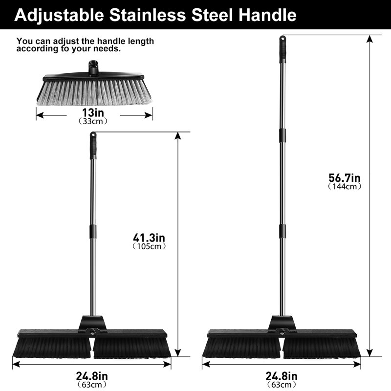 24.8 Inch Industrial Broom Set