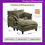Fauteuil d'appoint de 42 pouces de large avec structure en bois massif de repose-pieds amovible et coussin double couche-1110382928