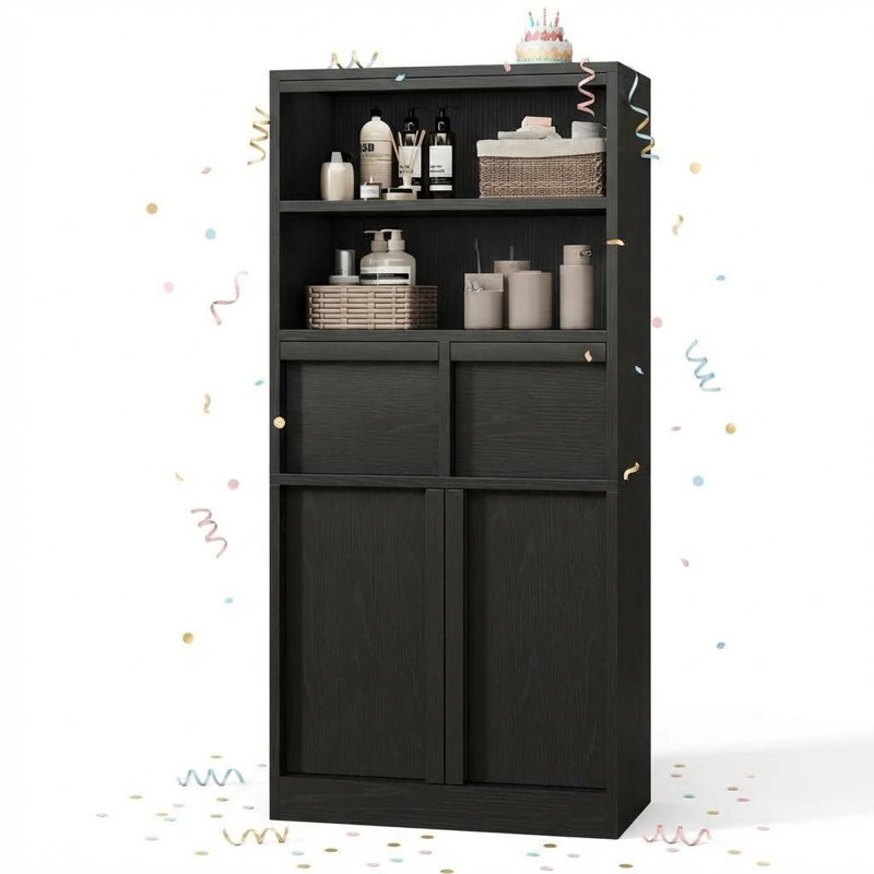 Armoire de rangement de 50,9 po de hauteur, armoire de plancher avec portes et 2 tiroirs, armoire de rangement autoportante pour salle de bain, salon, cuisine et garde-manger