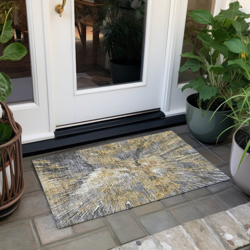 Machine Washable Indoor/Outdoor Pablo ACN2283 Abstract Rug, Rectangle 1'8" x 2'6"