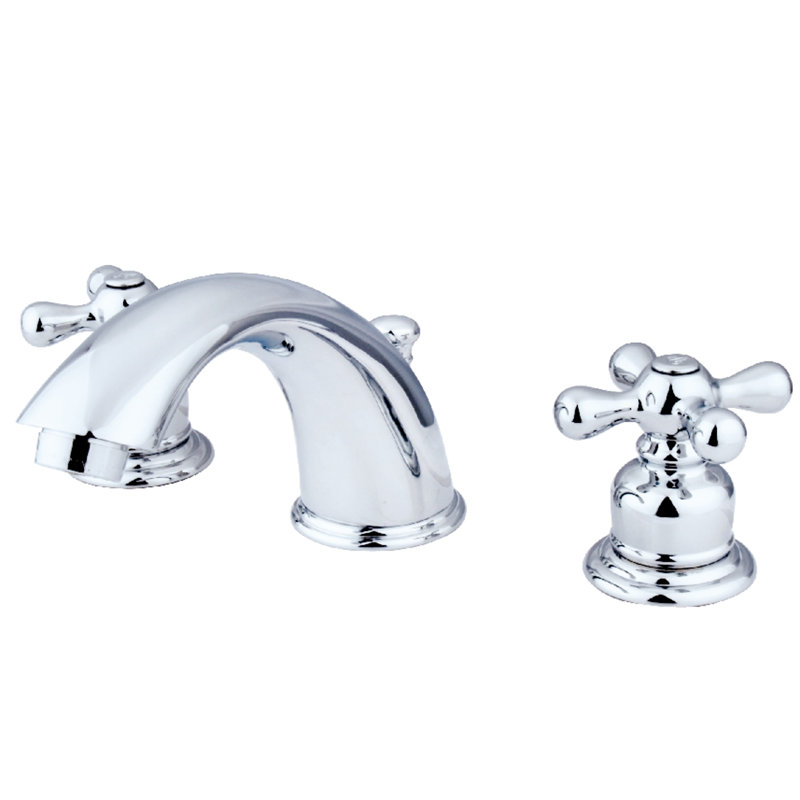 Kingston Brass Victorian Two-Handle 3-Hole Deck Mount Widespread Bathroom Faucet with Retail Pop-Up Drain, Polished Chrome