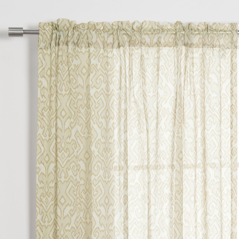 Panneau coulissant géométrique avec passe-tringle, Beige