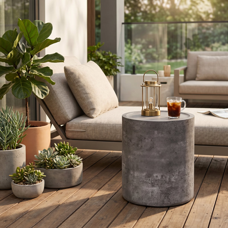 Table basse ronde Modern, entièrement assemblée, Stone Gray