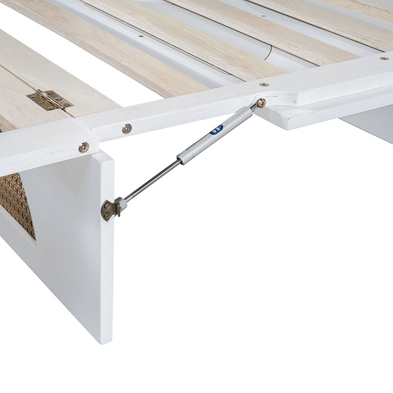 White Queen Murphy Bed with Rattan Drawer and USB Ports
