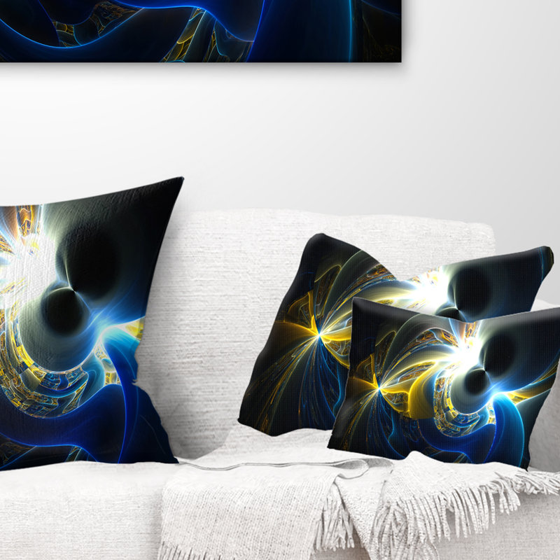 Plasma brillant - coussin abstrait imprimé, Bleu / jaune