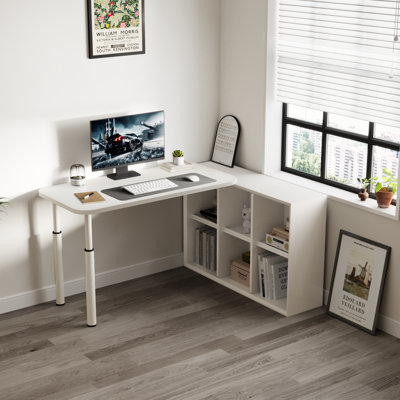 Extension de bureau en forme de L avec hauteur réglable, plateau de table avec rallonge de bureau autoportant, extension de l'espace de travail pour le bureau à domicile
