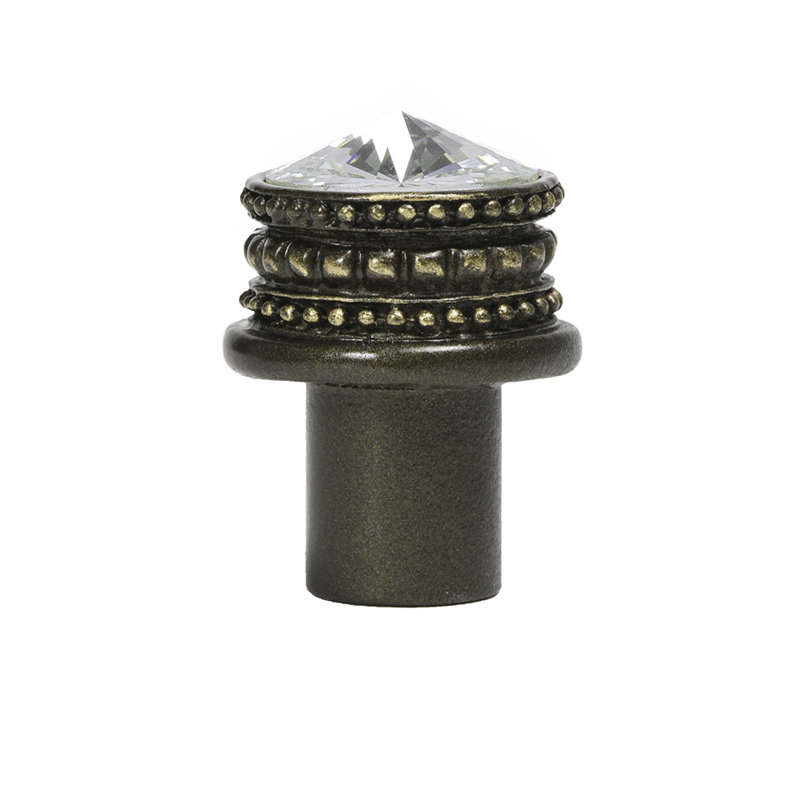 Caché medium round knob with an 18mm Swarovski Clear Crystalsin Antique Brass, Antique Brass