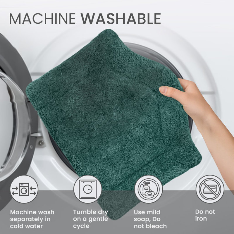 Tapis pour salle de bain Morissette, L 21 po x L 34 po, Vert bouteille
