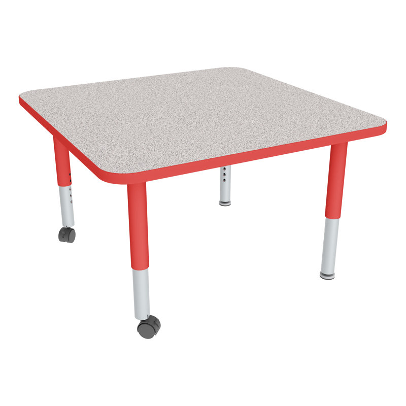 Table d'activités préscolaire à hauteur réglable avec roulettes, L 36 po x l 36 po, hauteur réglable: 15 à 23 po, Gris nebula