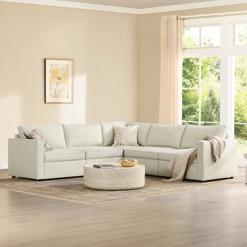 Canapé modulaire convertible en L avec rangement, Linen