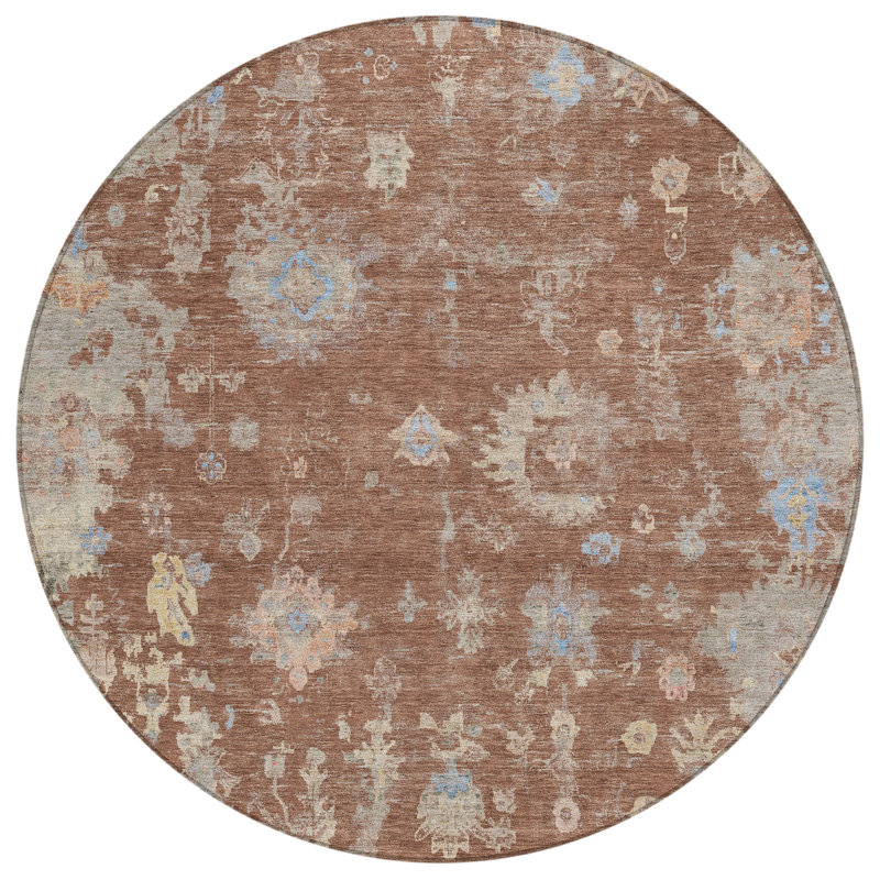 Machine Washable Indoor/Outdoor Chantille ACN2302 Global Rug, Round 8'
