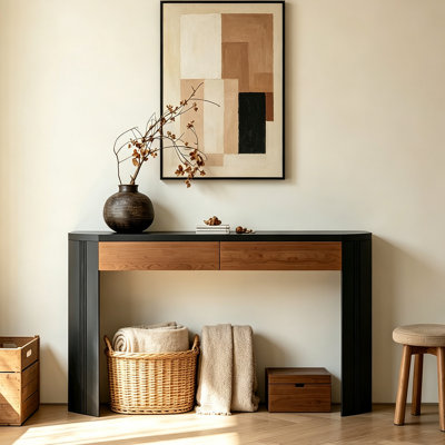 Table console en pin massif de style Mid-Century