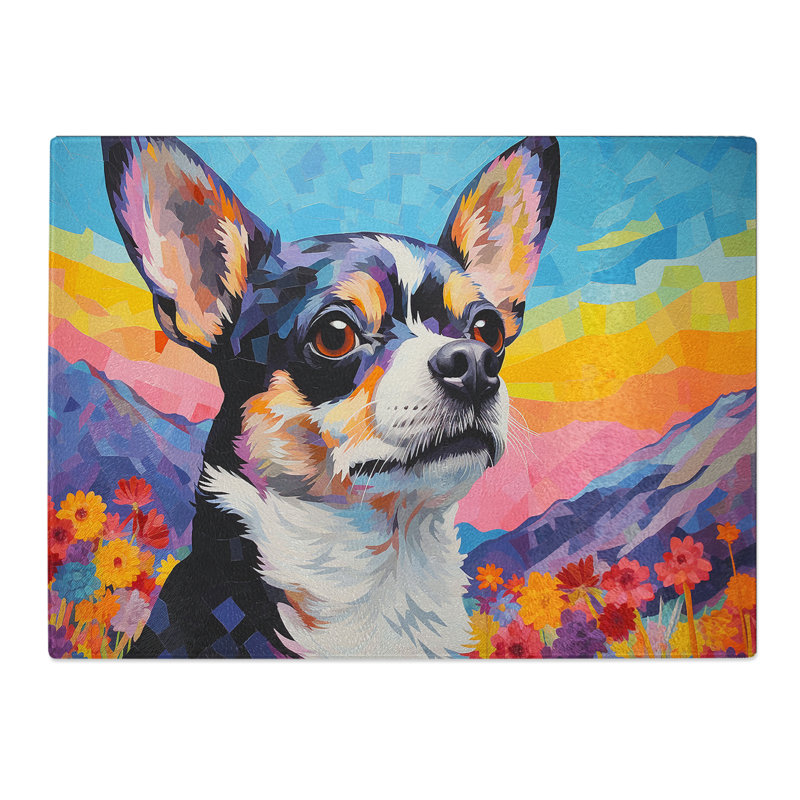 Chihuahua Colour Field  Glass Chopping Board