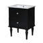 Ensemble de meuble-lavabo 24 po avec lavabo en céramique, meuble de rangement moderne avec cadre en bois et 2 tiroirs, noir