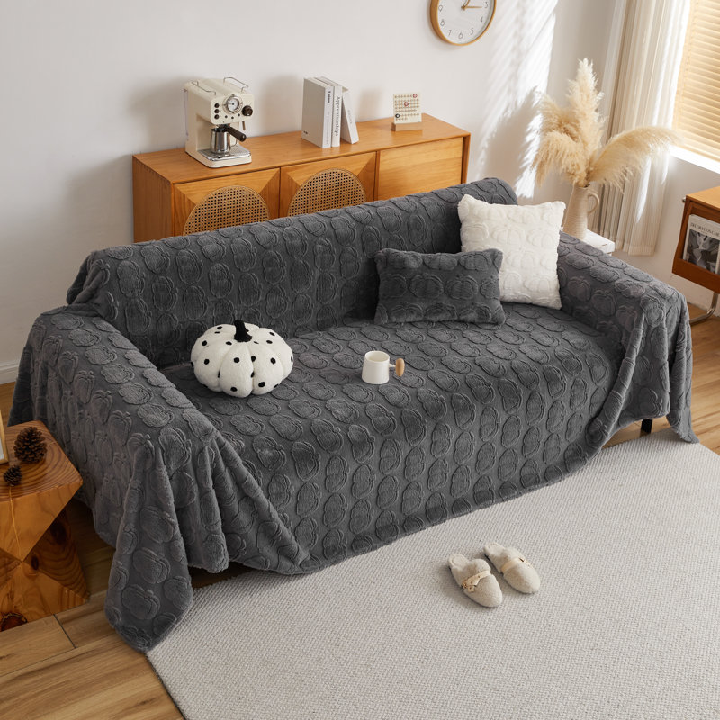 Housse pour canapé en peluche antidérapante avec motif de citrouille 3D, protection de canapé lavable à la machine pour canapé modulaire, canapé en L