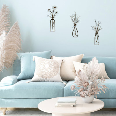 Décoration murale en métal brun de 3 - Art floral exquis en fer pour le couloir, le mariage, l'intérieur de la maison