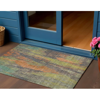 Tapis extérieur lavable abstrait orange 3 pi x 5 pi