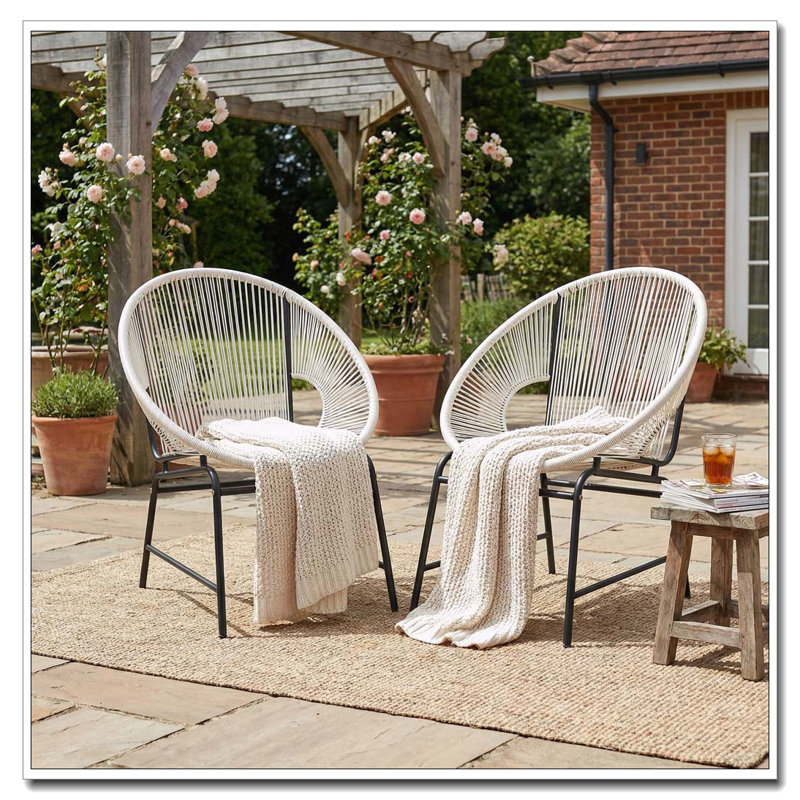 Ensemble de chaises de patio en osier, Blanc