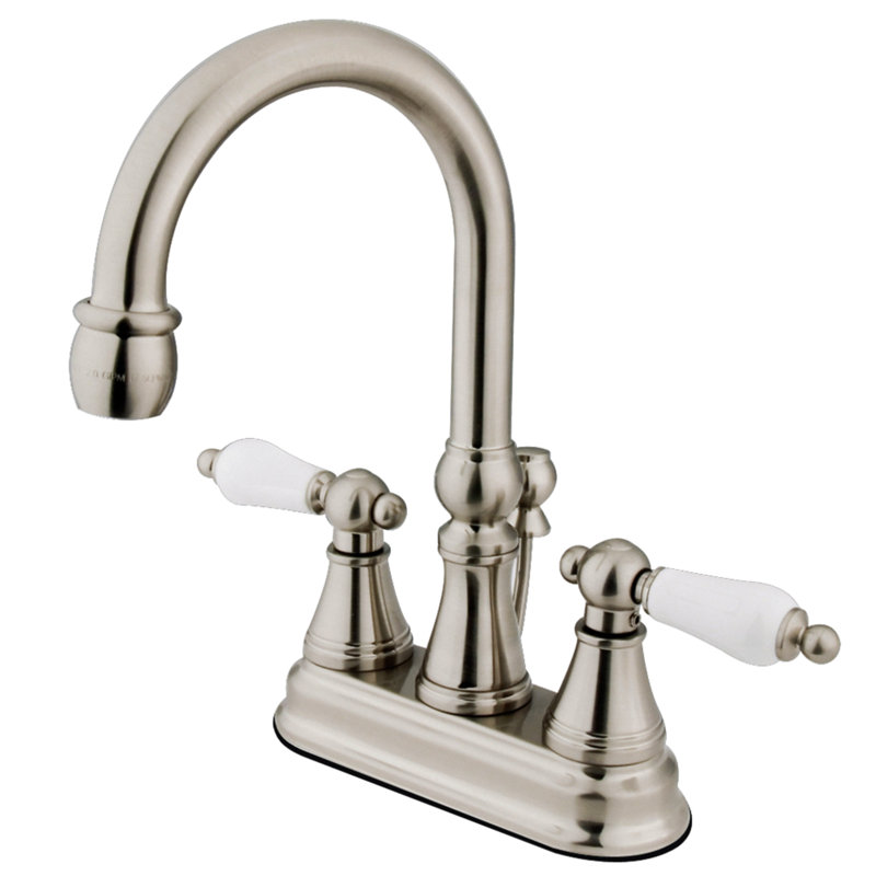 Robinet pour salle de bain avec ensemble de drain central à Madison, Nickel satiné