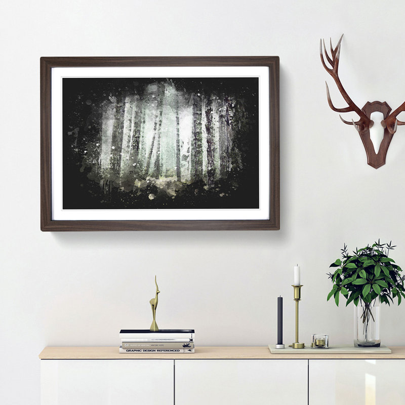 View of a Pine Tree Forest - Picture Frame Graphic Art Print, 62cm H x 87cm W x 2cm D, Walnut Framed