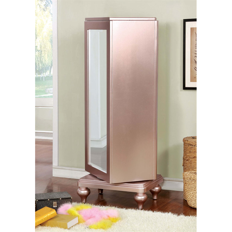 Miroir commode pivotant de style contemporain avec tiroir supérieur doublé de feutre pour la chambre à coucher, offrant élégance et fonctionnalité